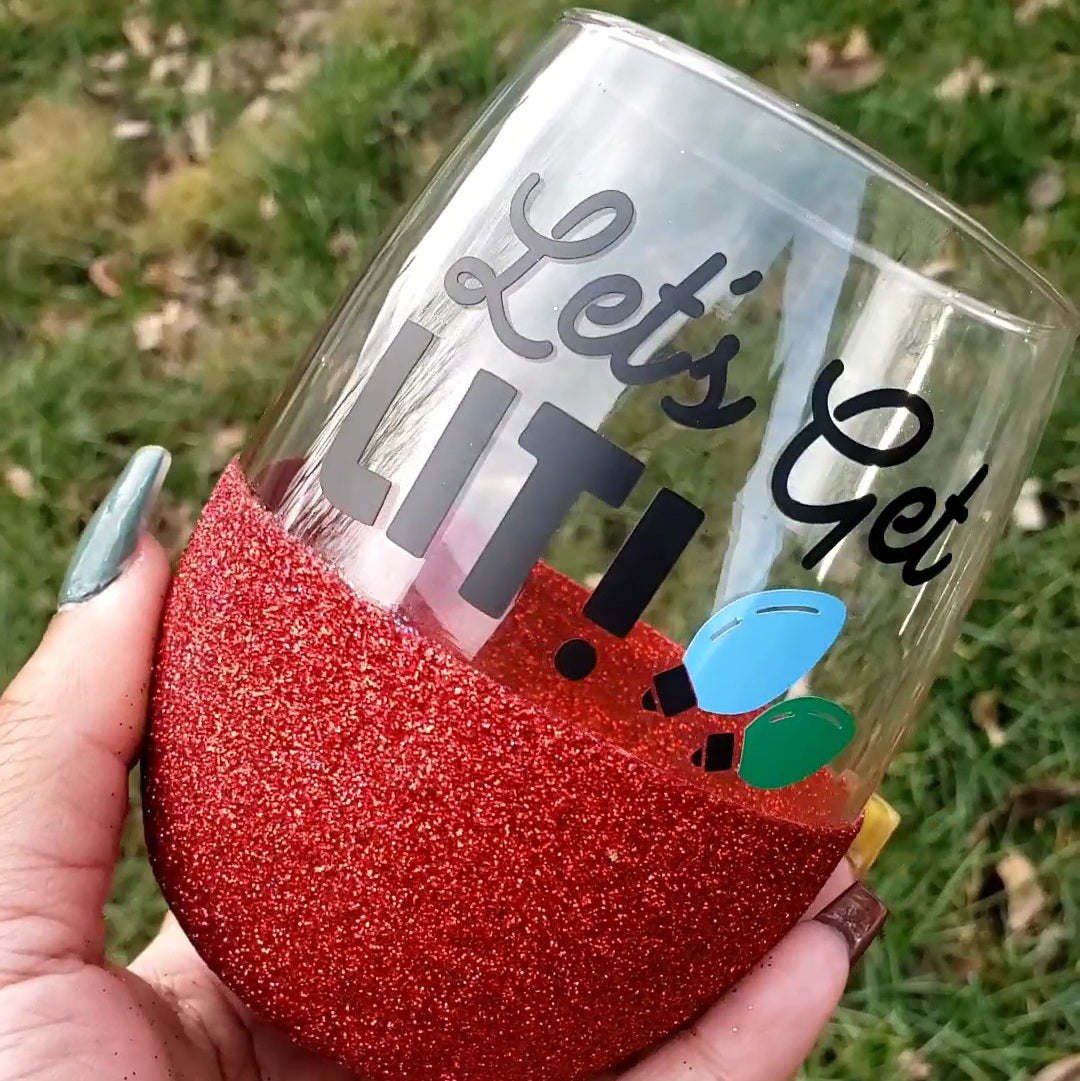 LET'S GET LIT - STEMLESS GLITTER WINE GLASS