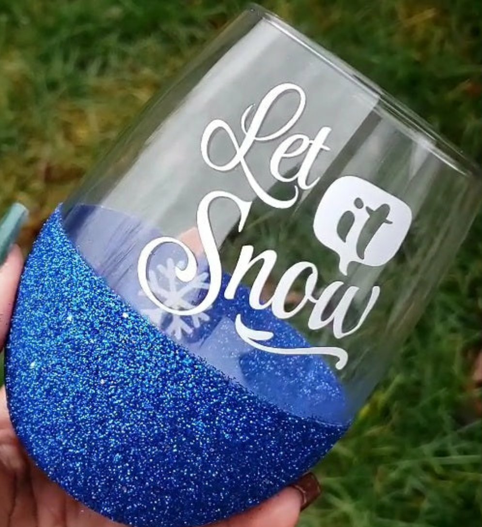 LET IT SNOW - STEMLESS GLITTER WINE GLASS